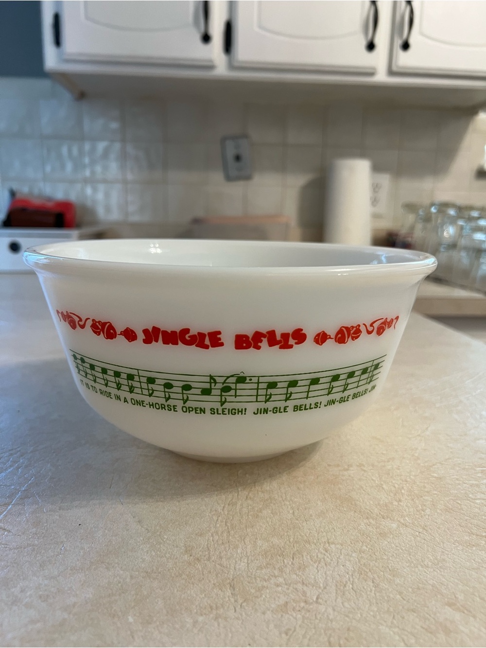 Vintage Hazel Atlas Milk Glass Jingle Bells 1950s